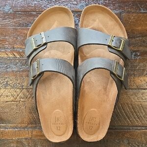 George Tan and Brown Buckle Sandals Size 12